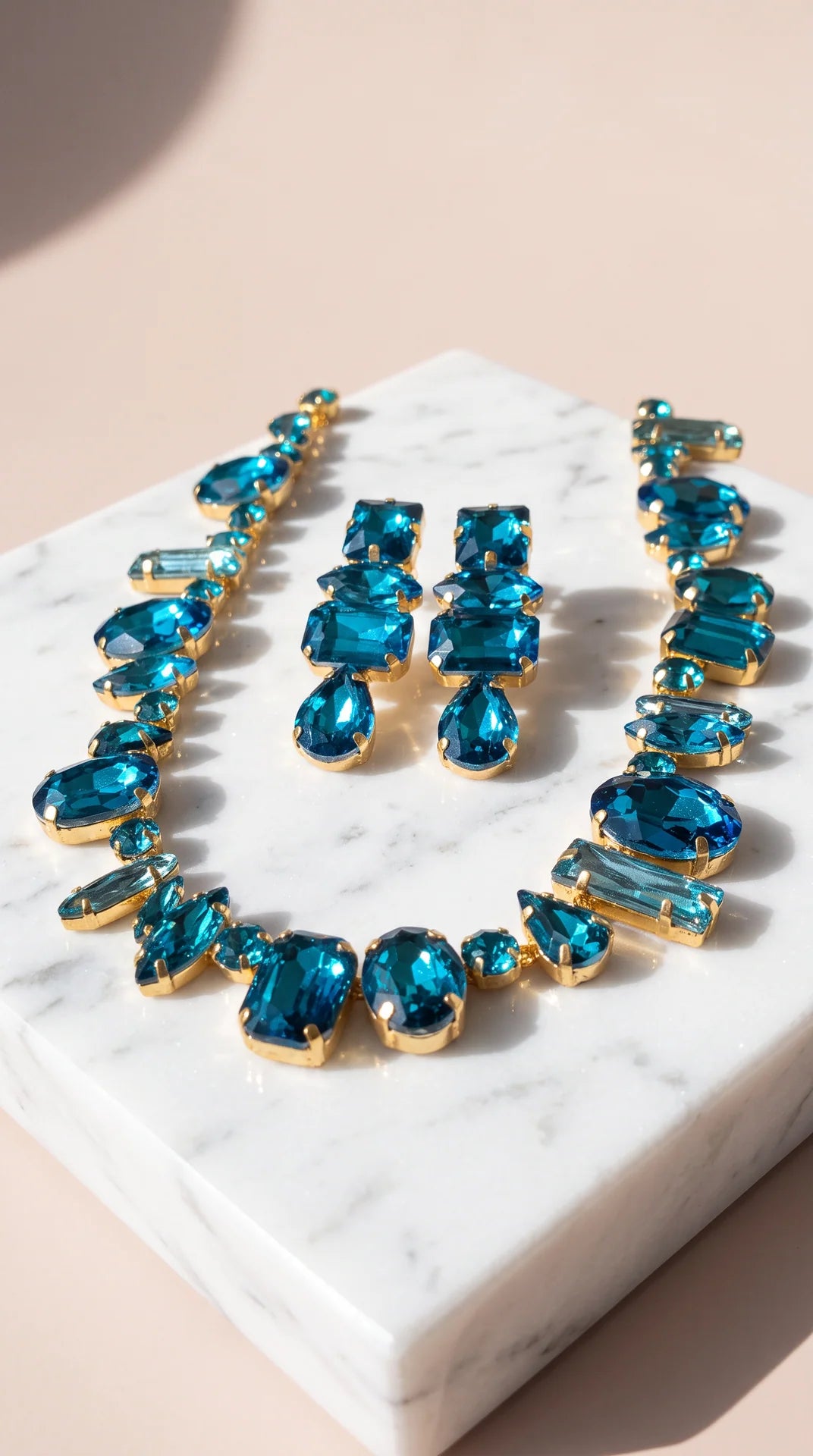 Mixed Cut Crystal Necklace & Earrings Set