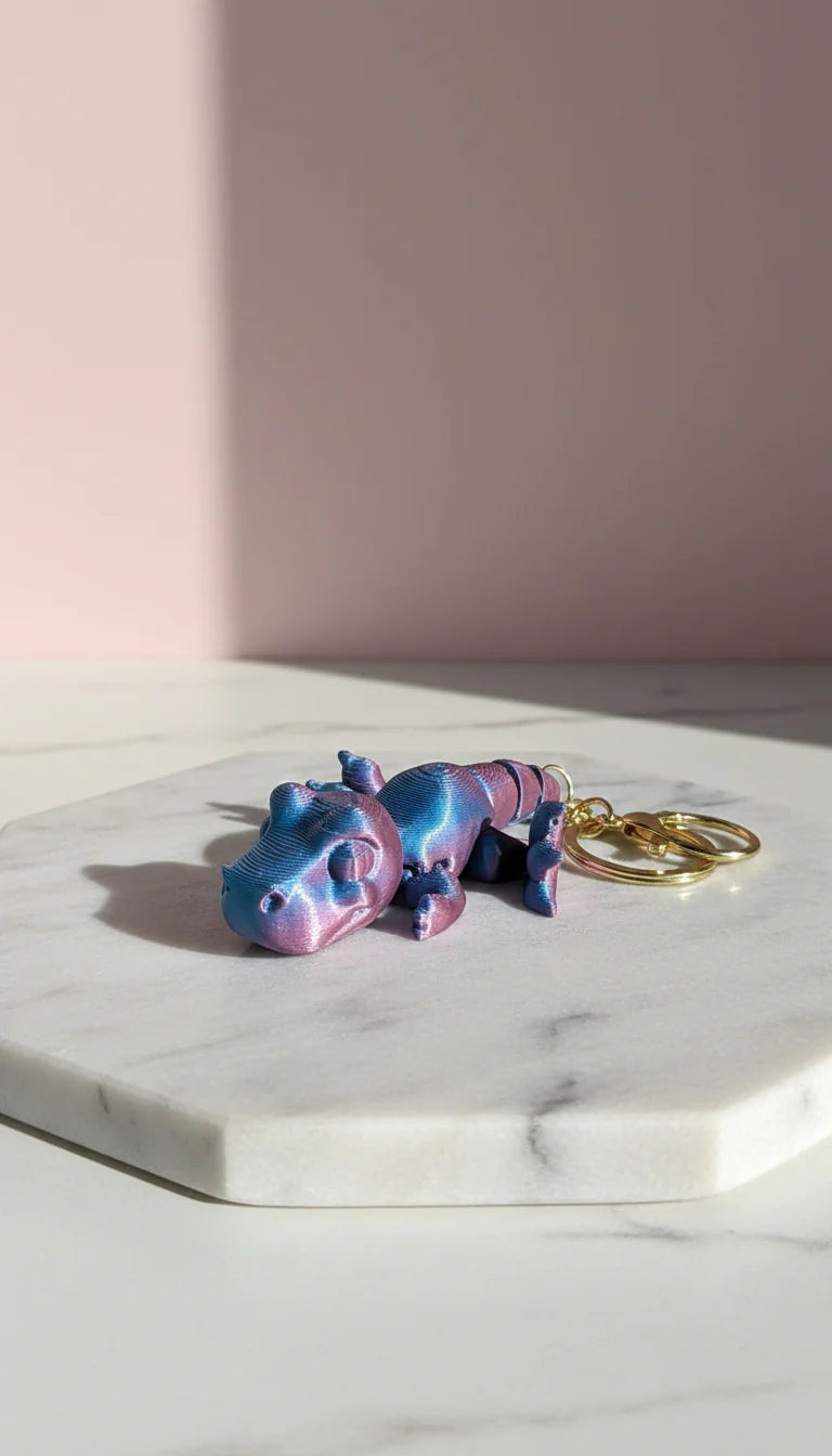 3D Printed Fantasy Baby Dinosaur : Bioplastic Fidget Toy Key Ring