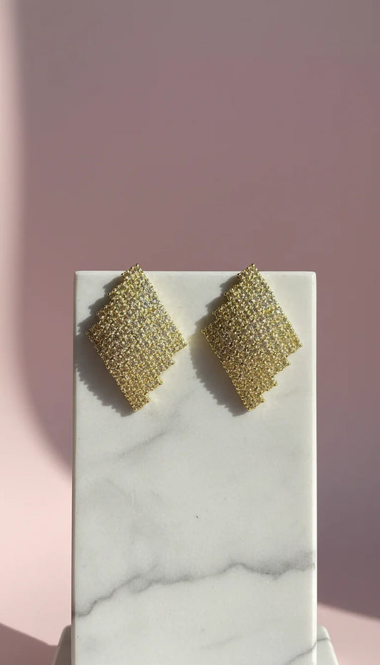 Diamand Shape Crystal Stud Earrings