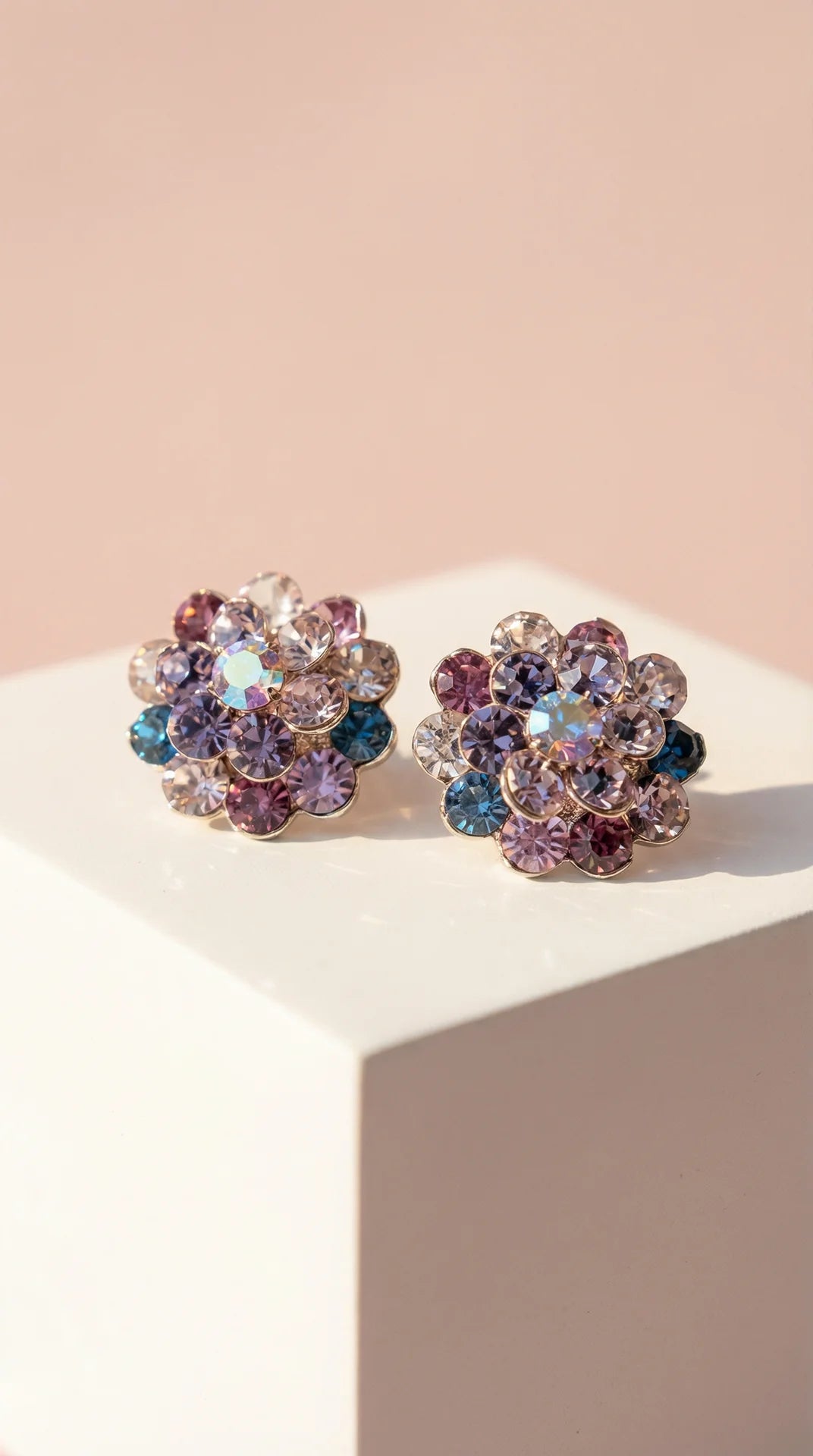 Flower Cluster Crystal Non Pierced Clip On Earrings