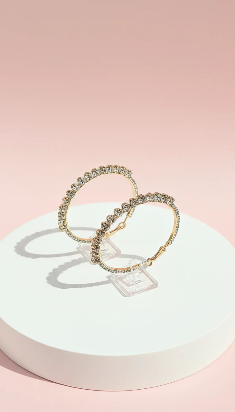 Round Crystal Hoop Earrings