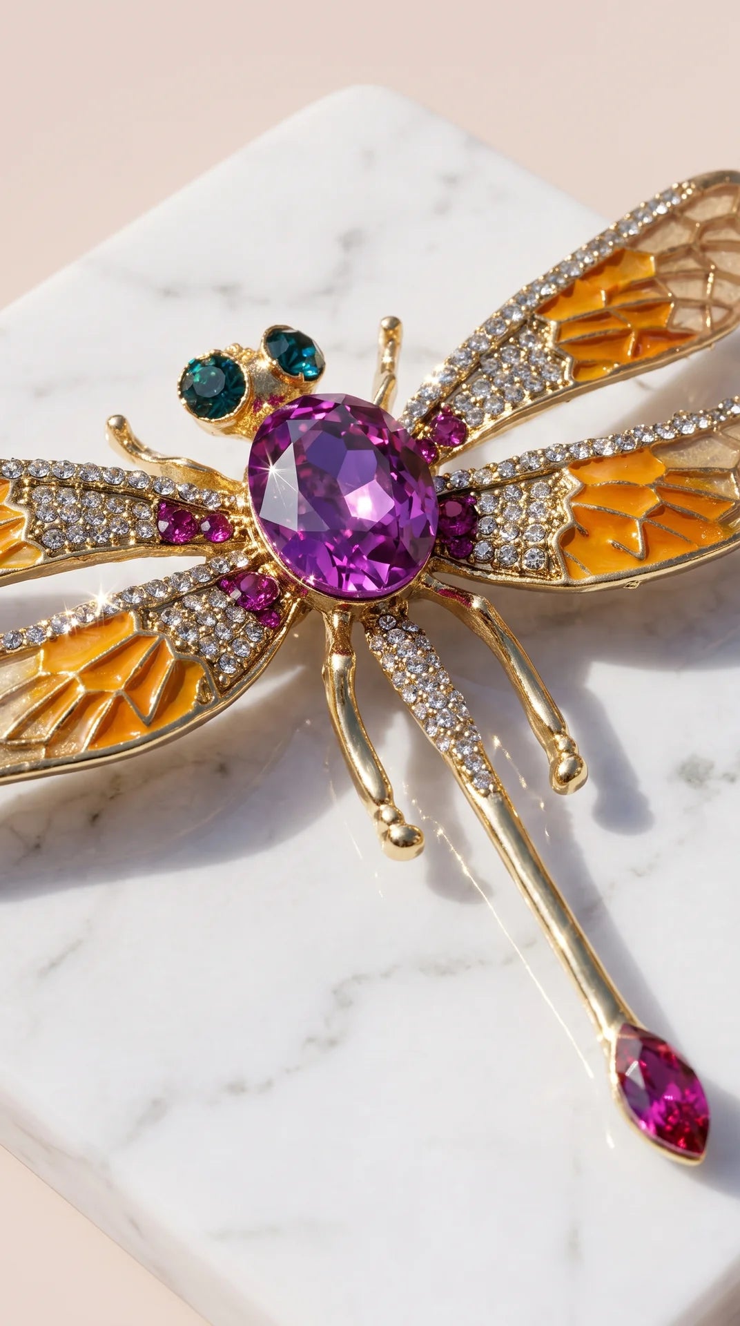 Crystal Dragonfly Oversized Statement Brooch Pin