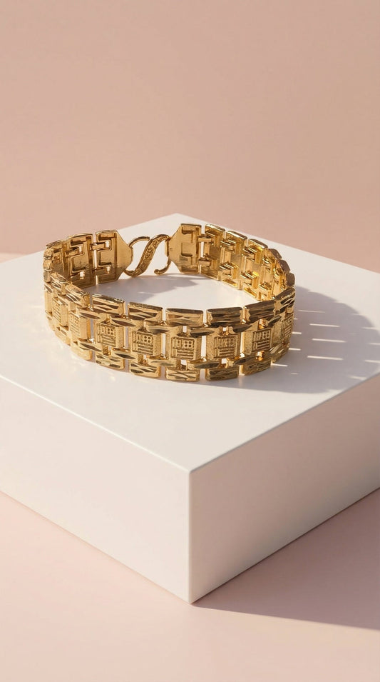 Waterproof 24k Gold Plated Square Link Bracelet