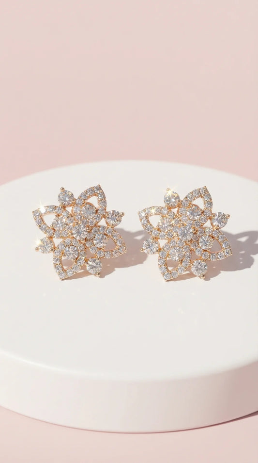 Star Burst Crystal Non Pierced Clip On Earrings