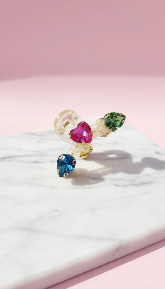 Crystal Mini Rainbow Hair Clamps Pack of 12