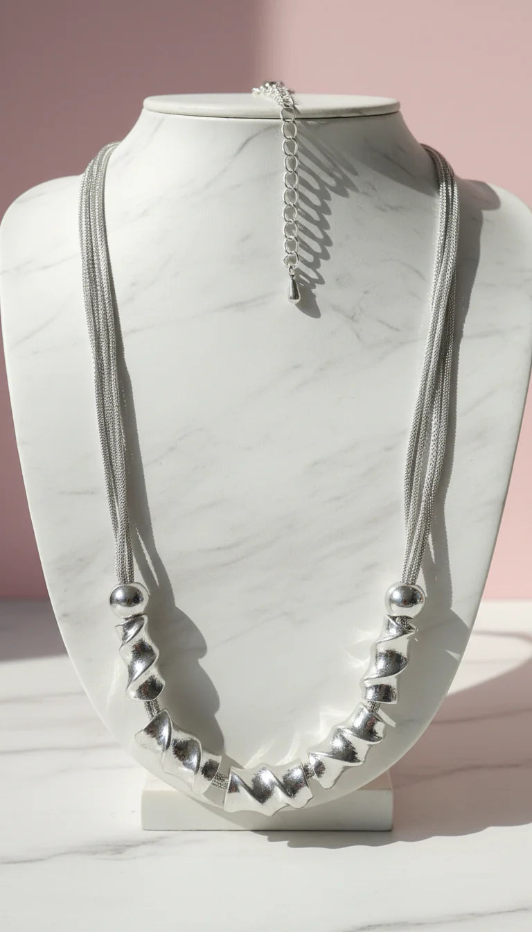 Abstract Twisted Multi Chain Necklace