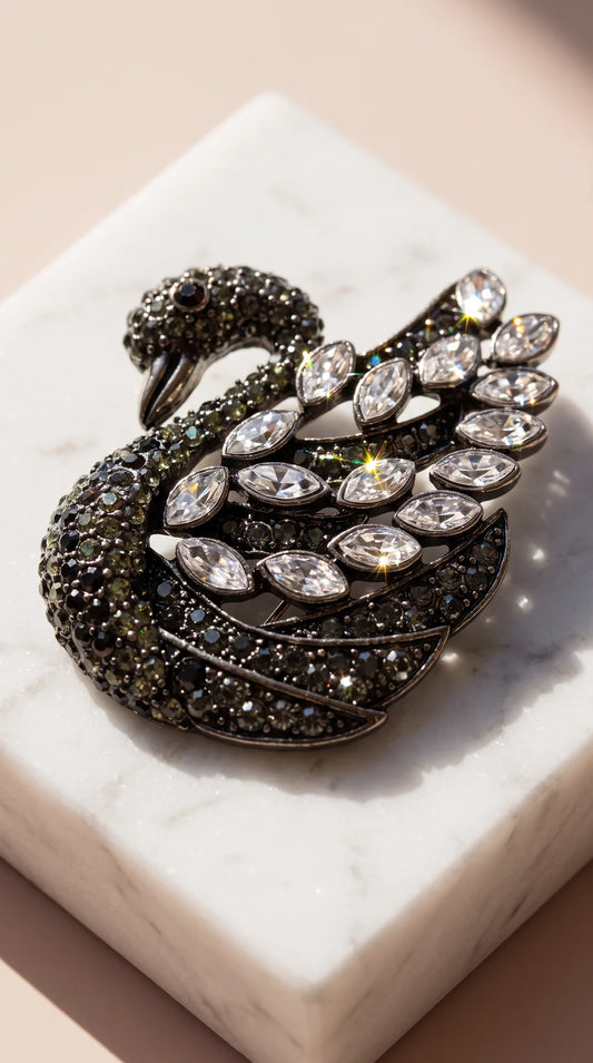 Swan Crystal Statement Brooch Pin
