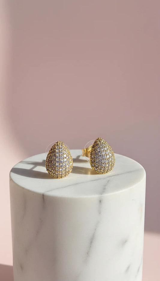 Tear Drop Crystal Pavé Stud Earrings