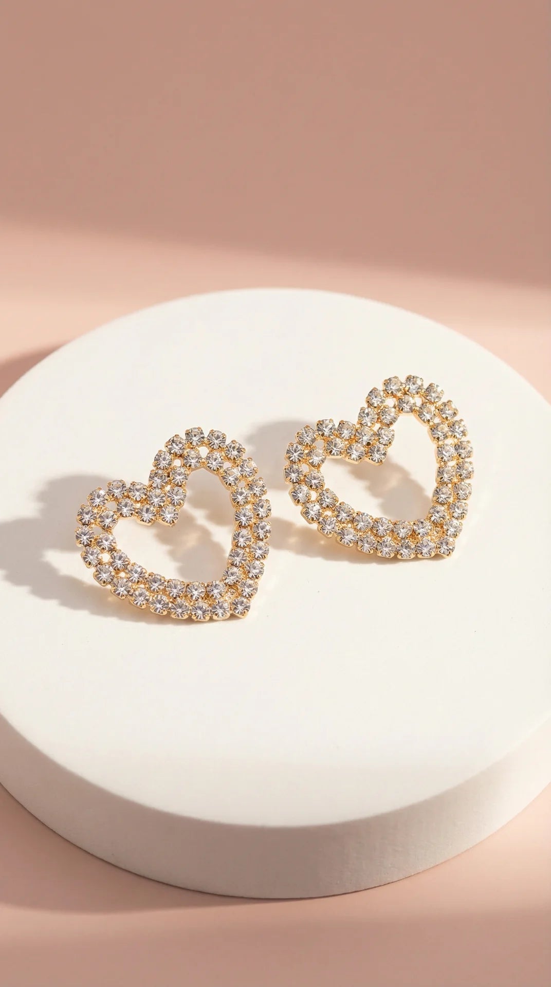Cut Out Crystal Heart Stud Earrings