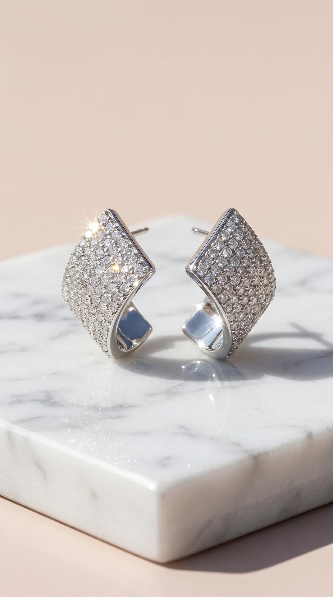 Micro Pavé Curved Crystal Stud Earrings