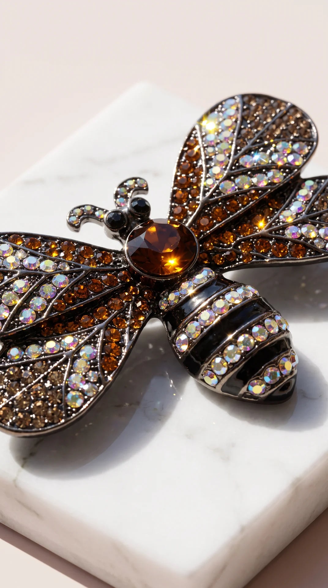 Bee Oversized Crystal Brooch Pin