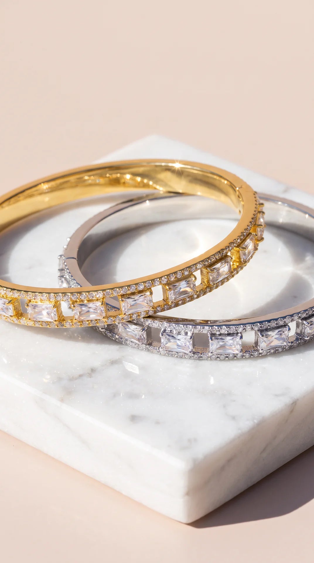 Emerald Cut Crystal Bangle