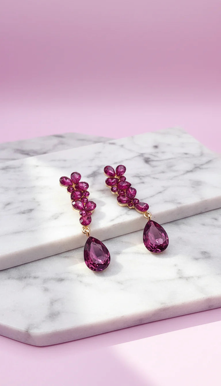 Teardrop Faceted Crystal Drop & Dangle Earrings