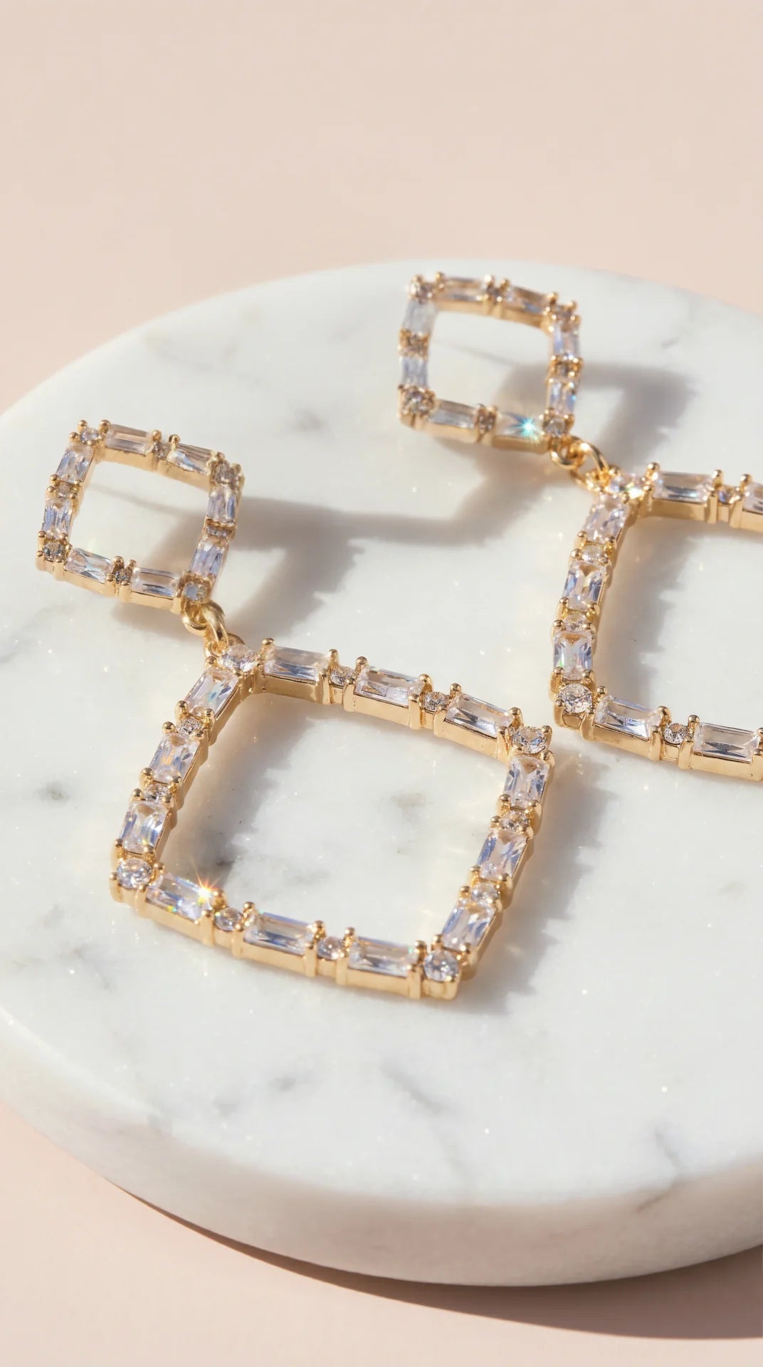 Square Layered Crystal Drop & Dangle Earrings