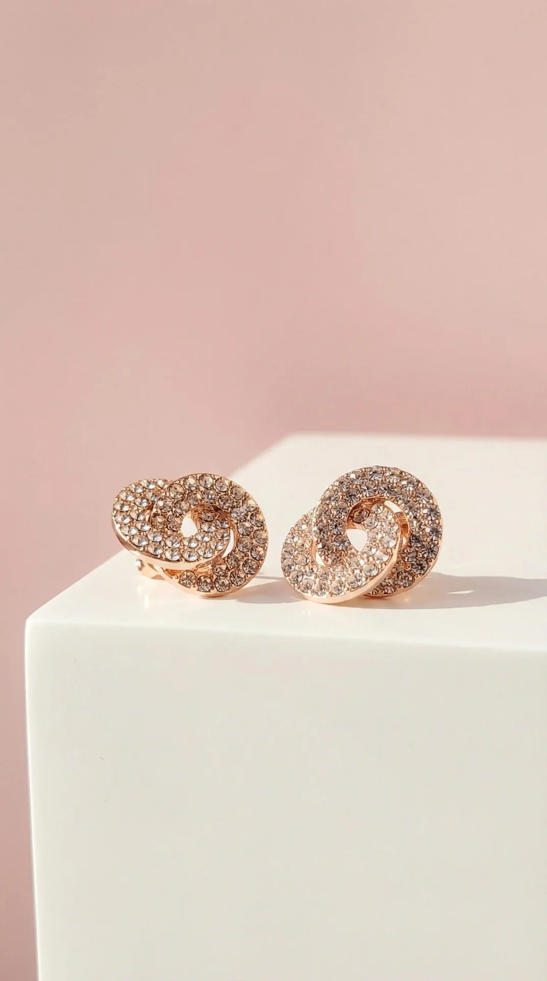 Layered Round Crystal Non Pierced Clip On Earrings