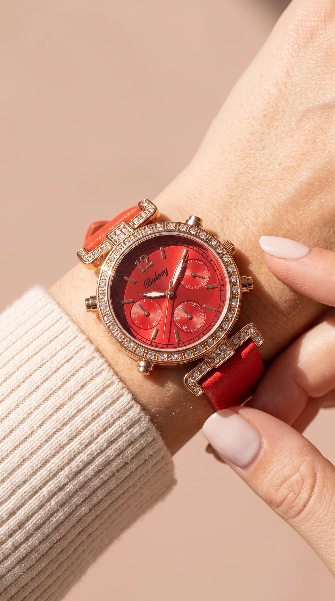 Crystal Bezel Soft Strap Watch