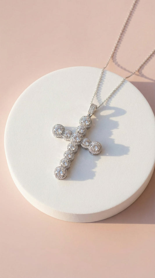 Iridescent Rainbow Crystal Cross Necklace