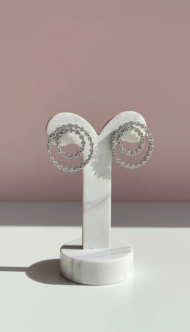 Layered Circle Crystal Stud Earrings