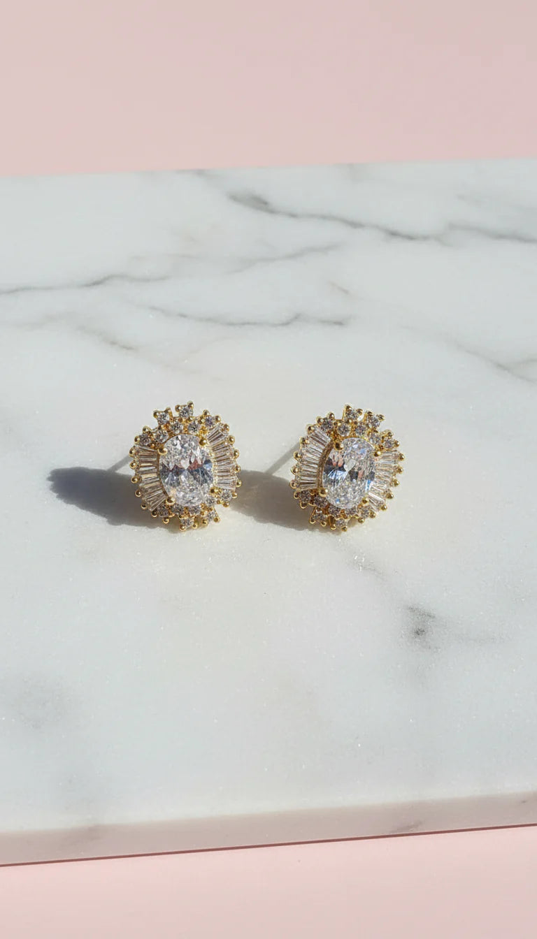 Round Cluster Crystal Stud Earrings