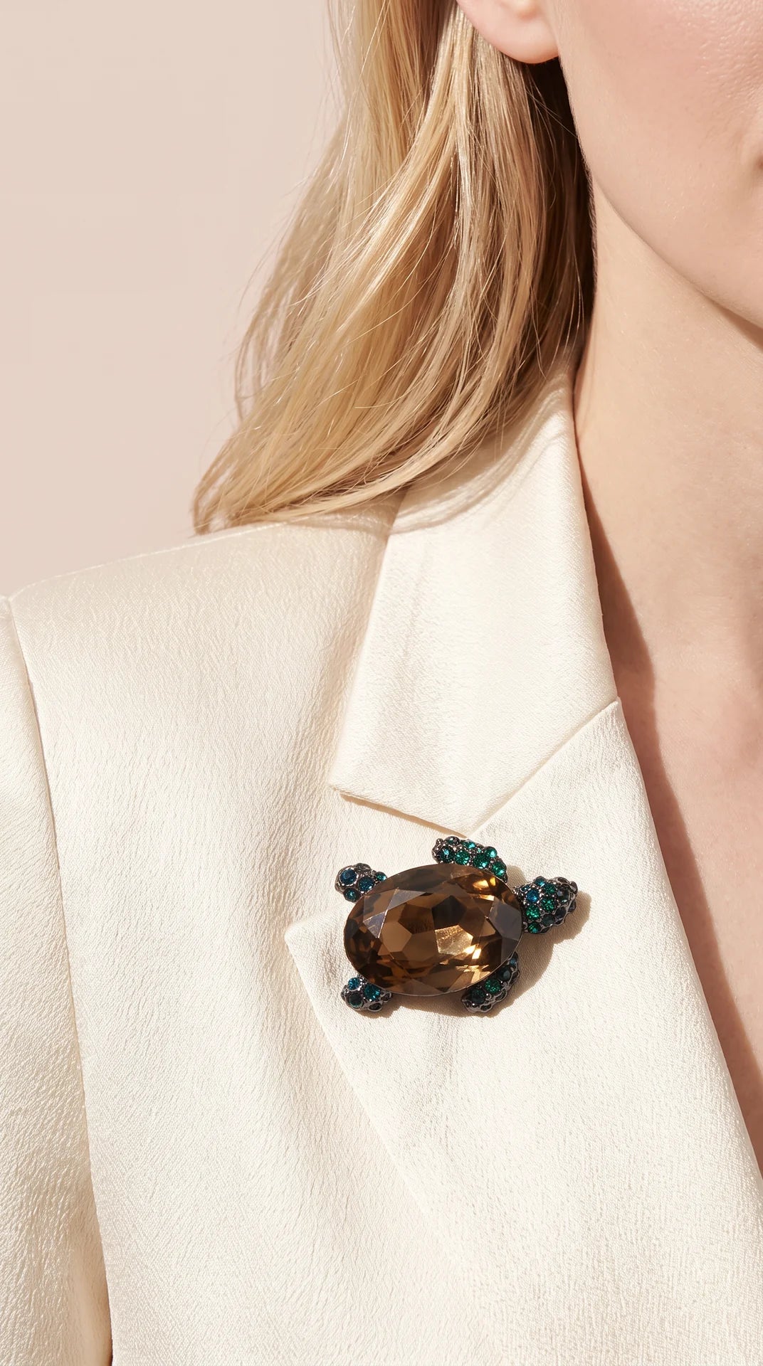 Crystal Turtle Brooch