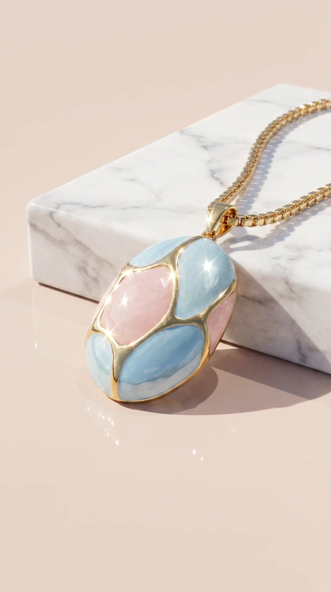 Gold Plated Enamel Pendant Necklace