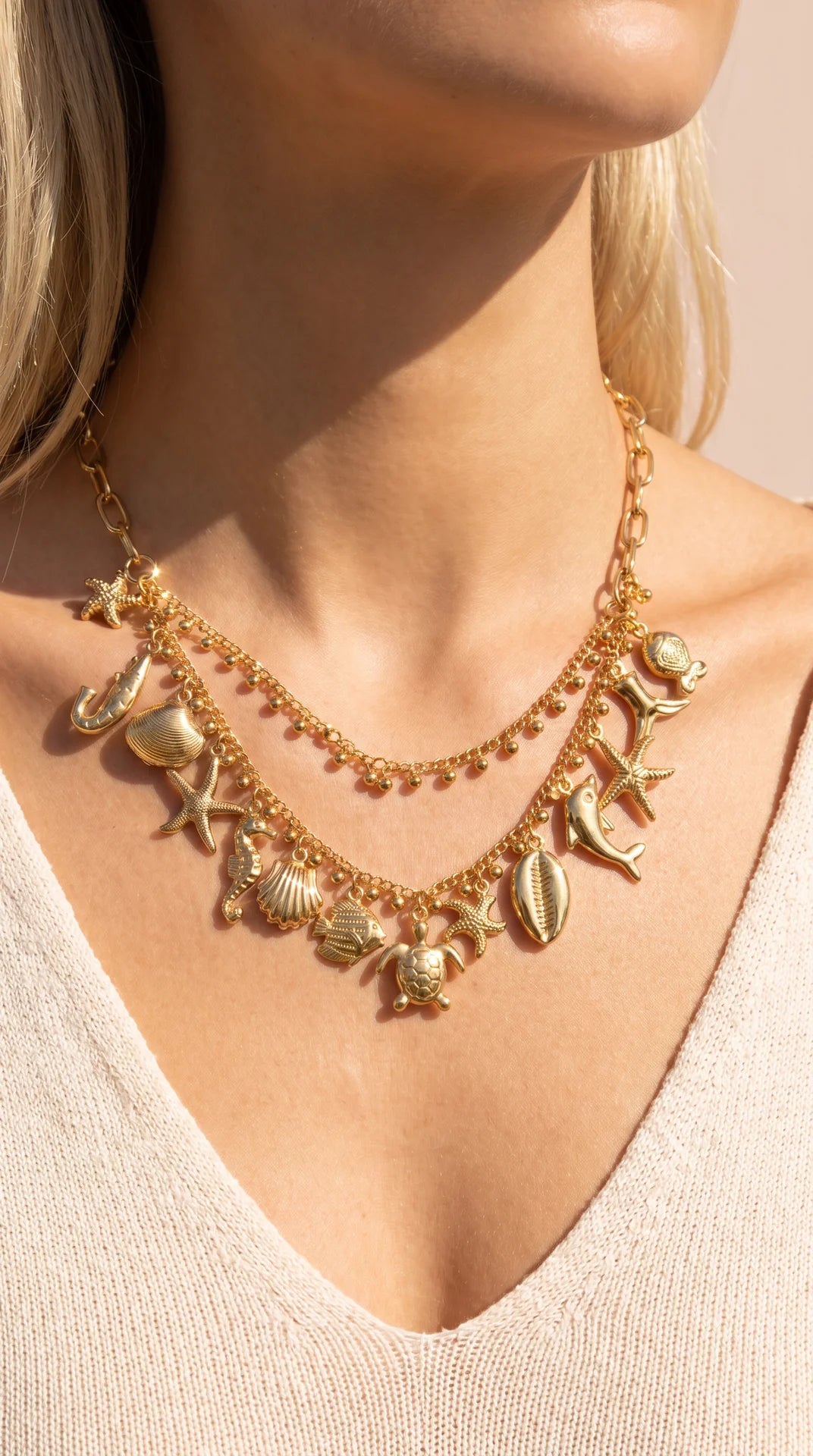 Seashell Gold Plated Stainless Steel Charm Necklace