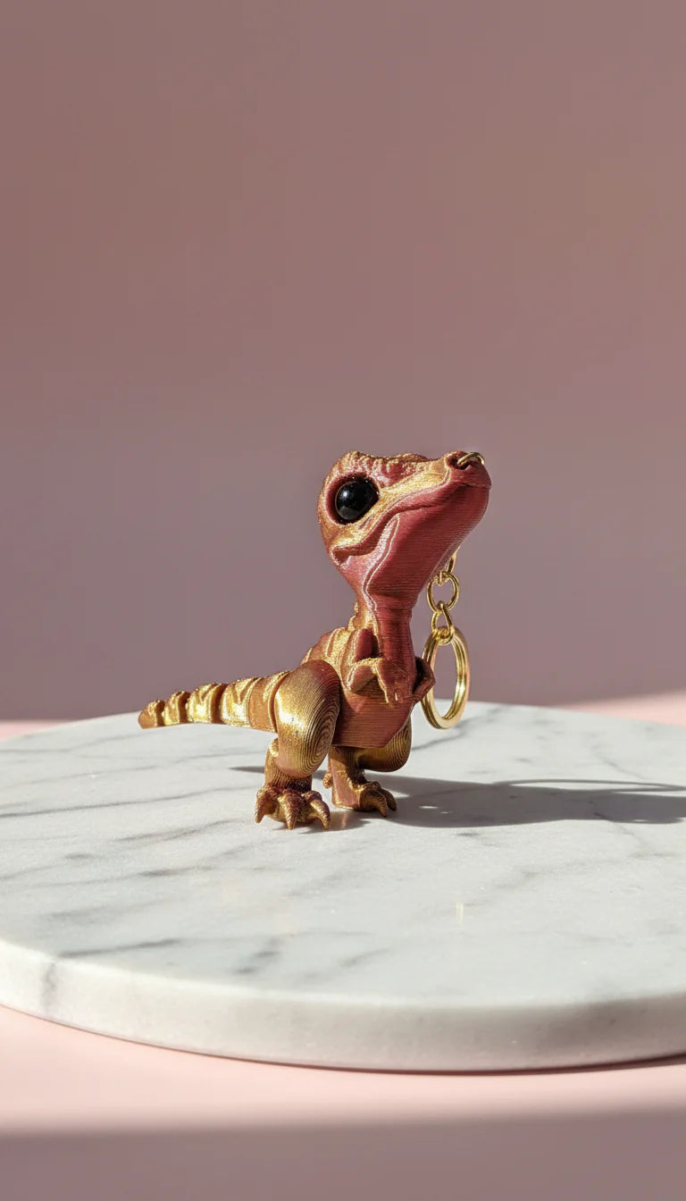 3D Printed Articulated Fantasy Baby Dinosaur : Bioplastic Fidget Key Ring