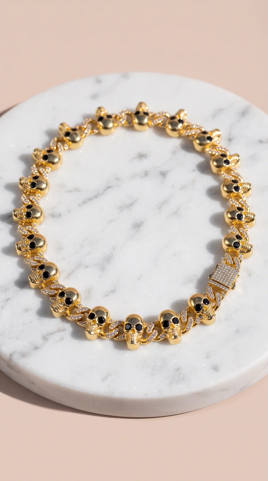 Skull Link Crystal Clasp Necklace