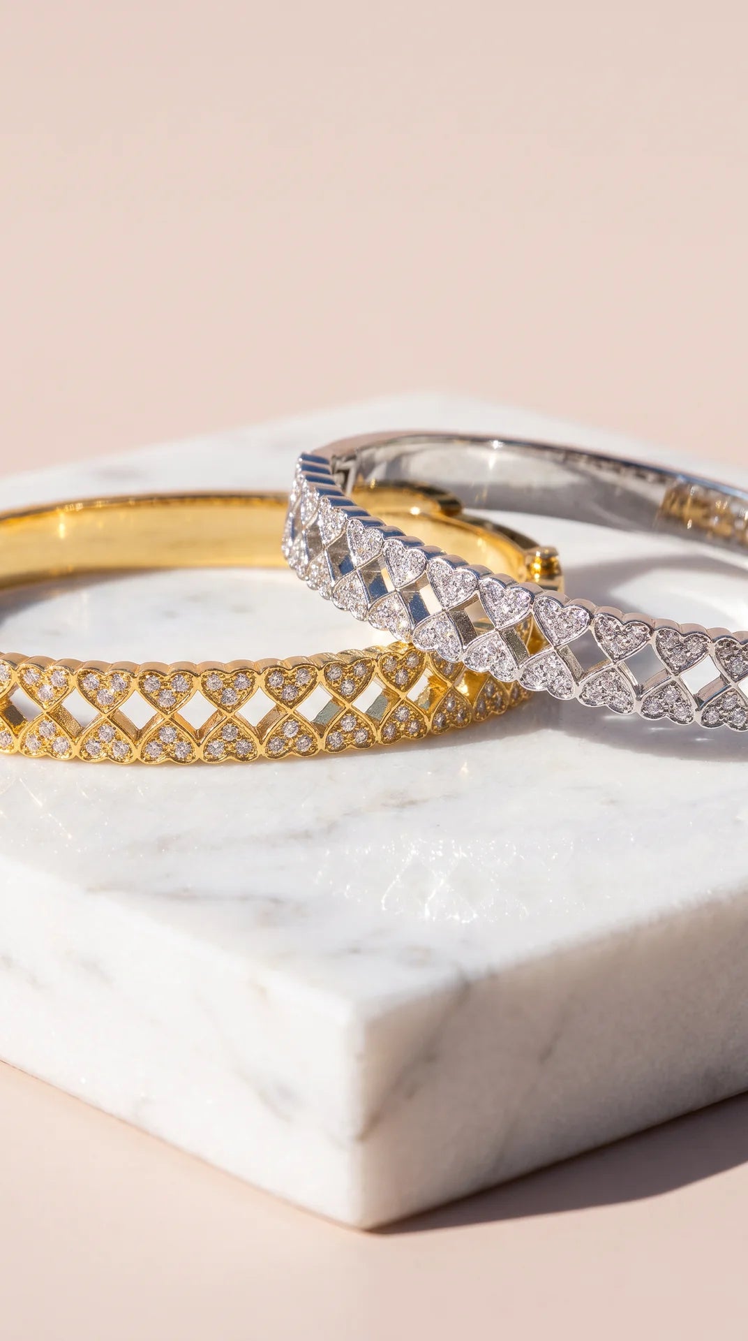 Heart Link Crystal Bangle