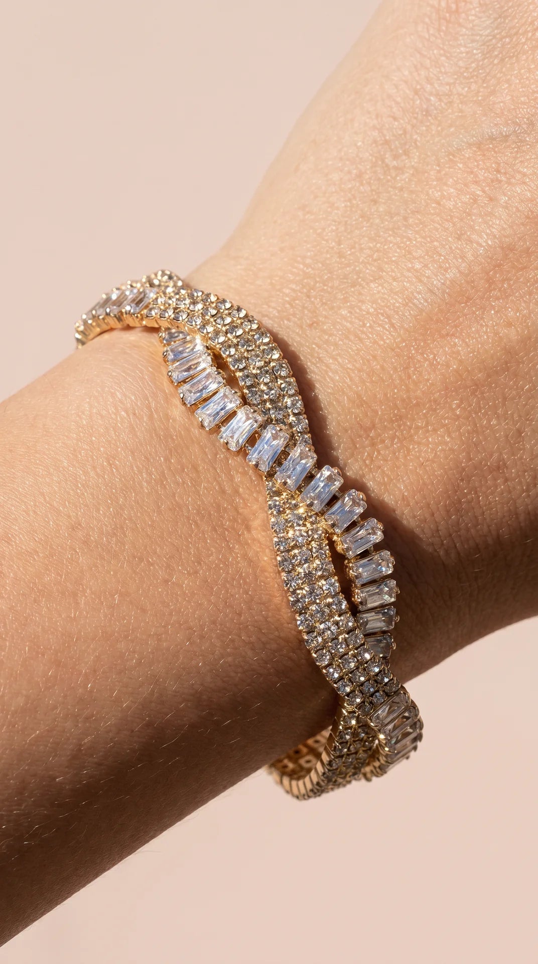 Twisted Baguette Cut Crystal Bracelet