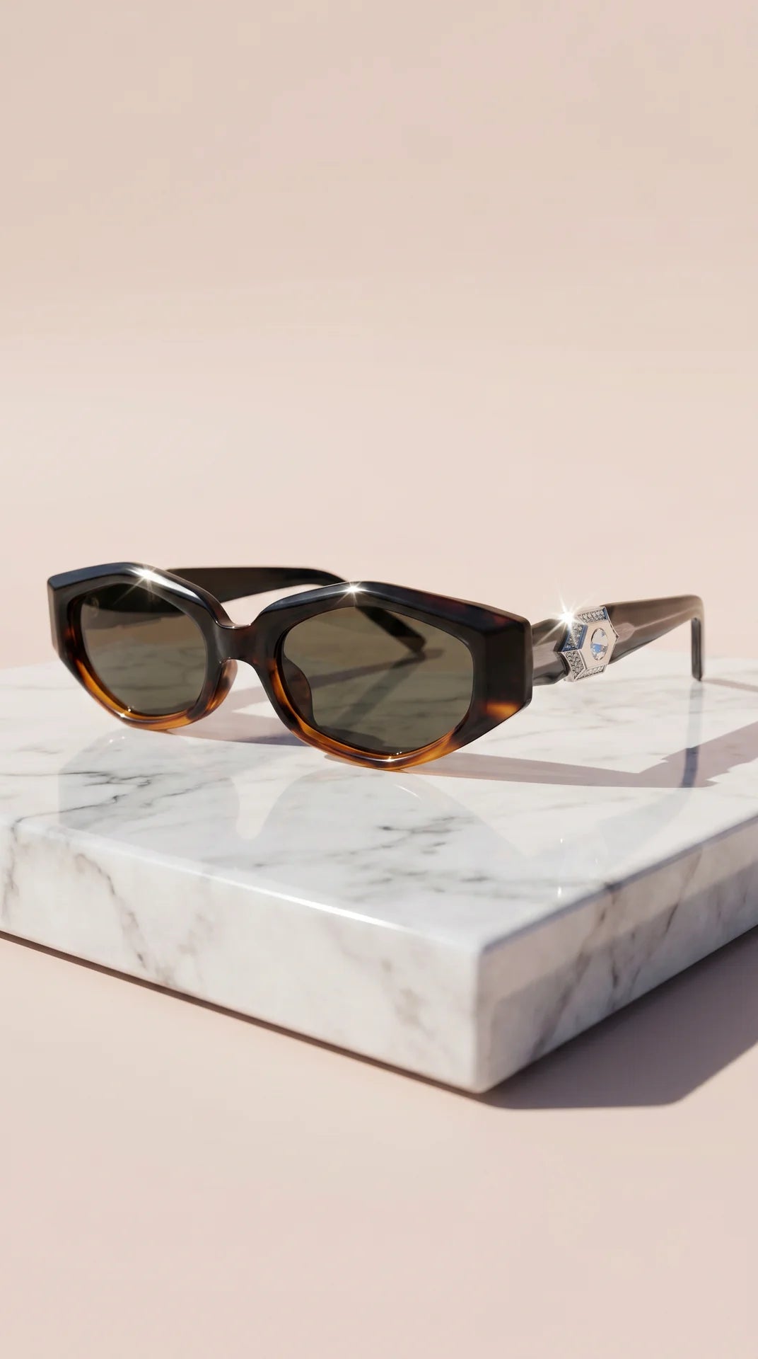 Sculpted Frame Crystal Detail Sunglasses