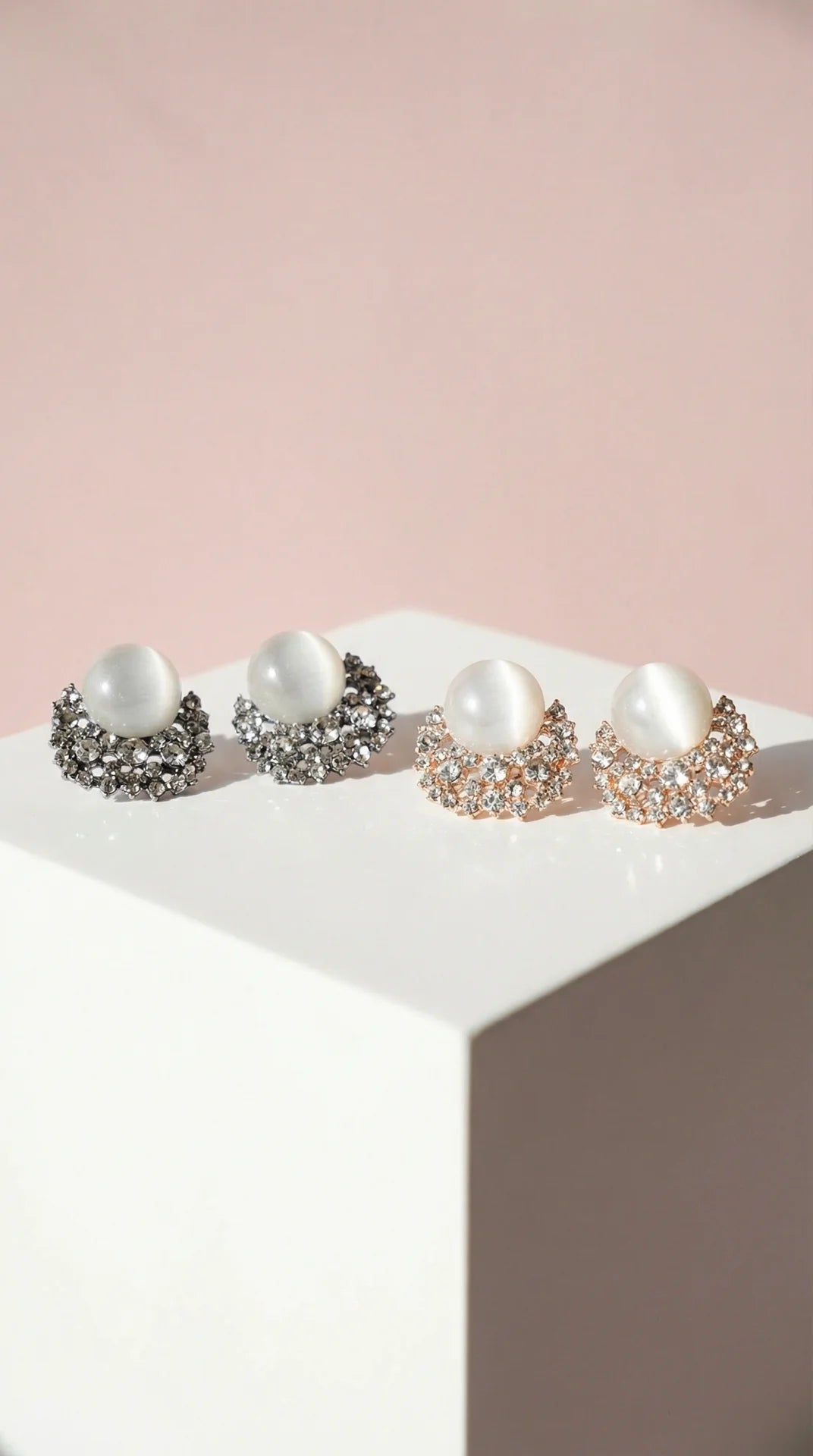 Curved Crystal Non Pierced Clip On Earrings