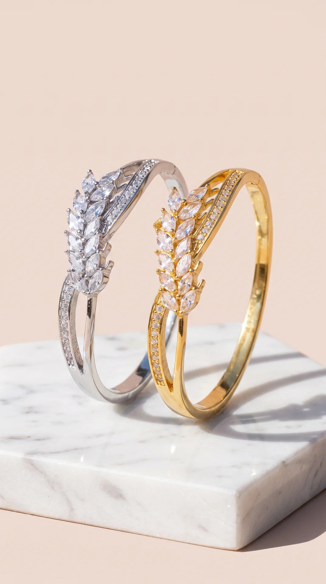 Marquise Crystal Leaf Bangle