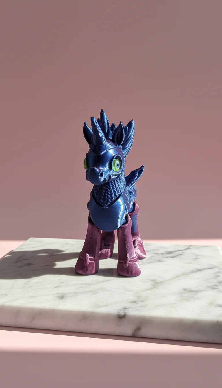 3D Printed Articulated Fantasy Winged Unicorn Figurine: Bioplastic