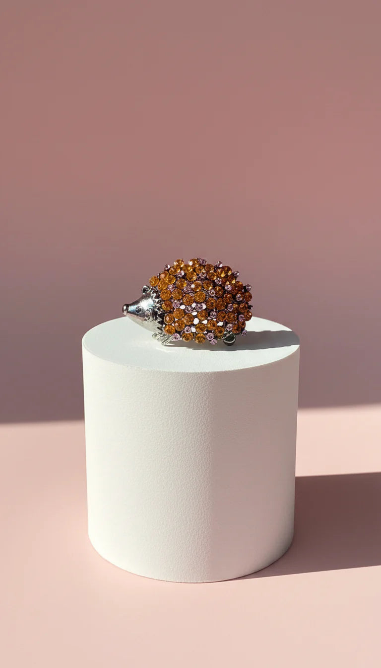 Hedgehog Animal Crystal Brooch Pin