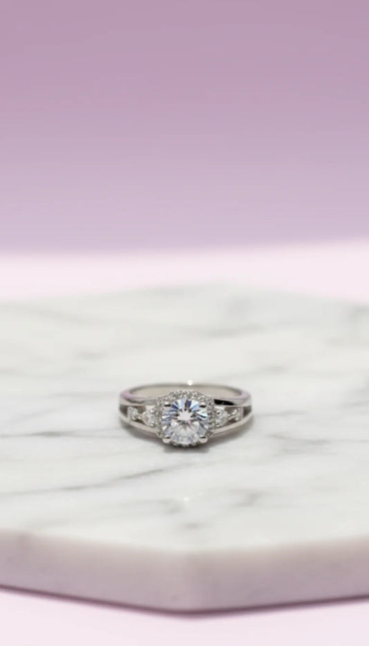 Curved Crystal Ring Silver Box set of 12