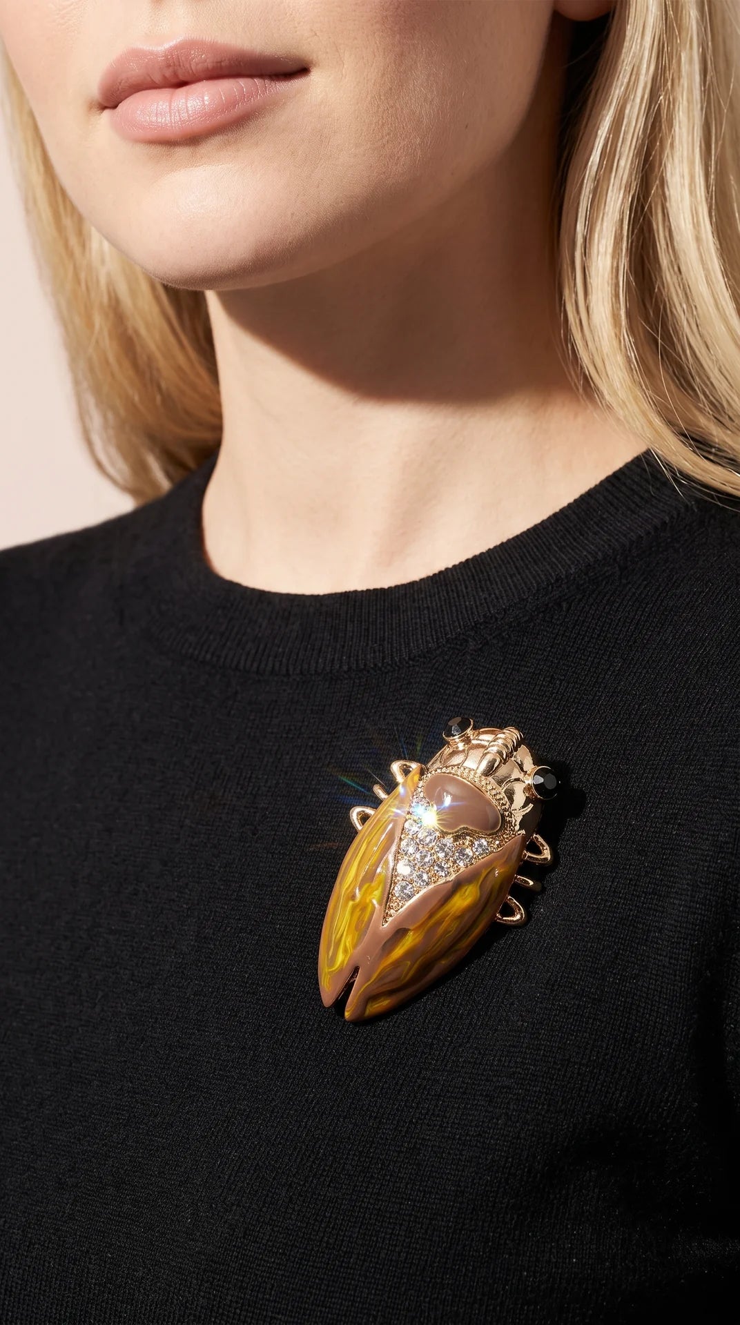 Crystal Beetle Brooch