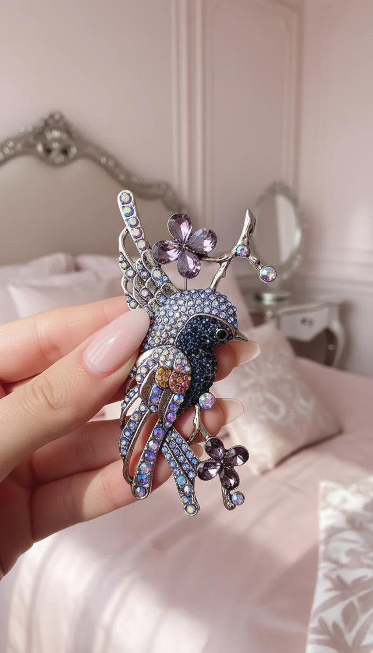 Robin Bird Festive Crystal Brooch Pin