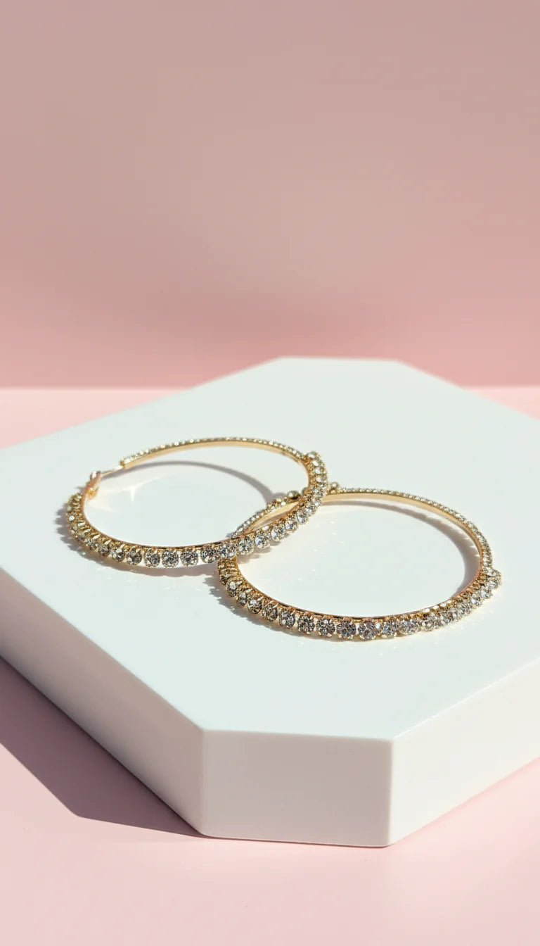 Round Crystal Hoop Earrings