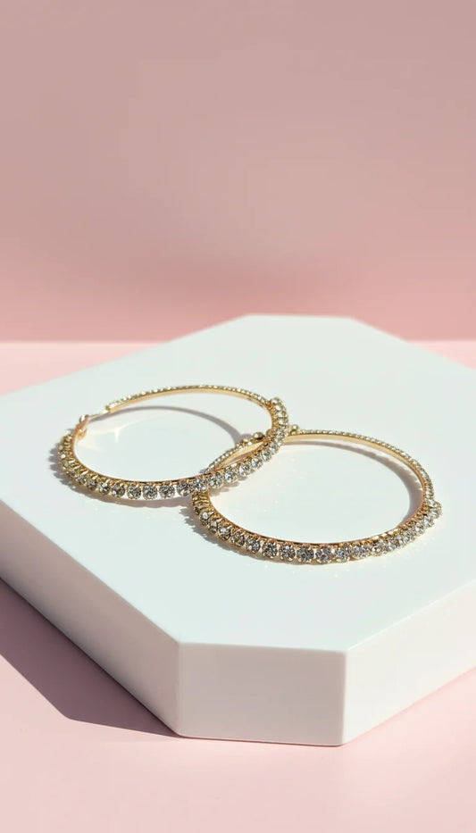 Round Crystal Hoop Earrings