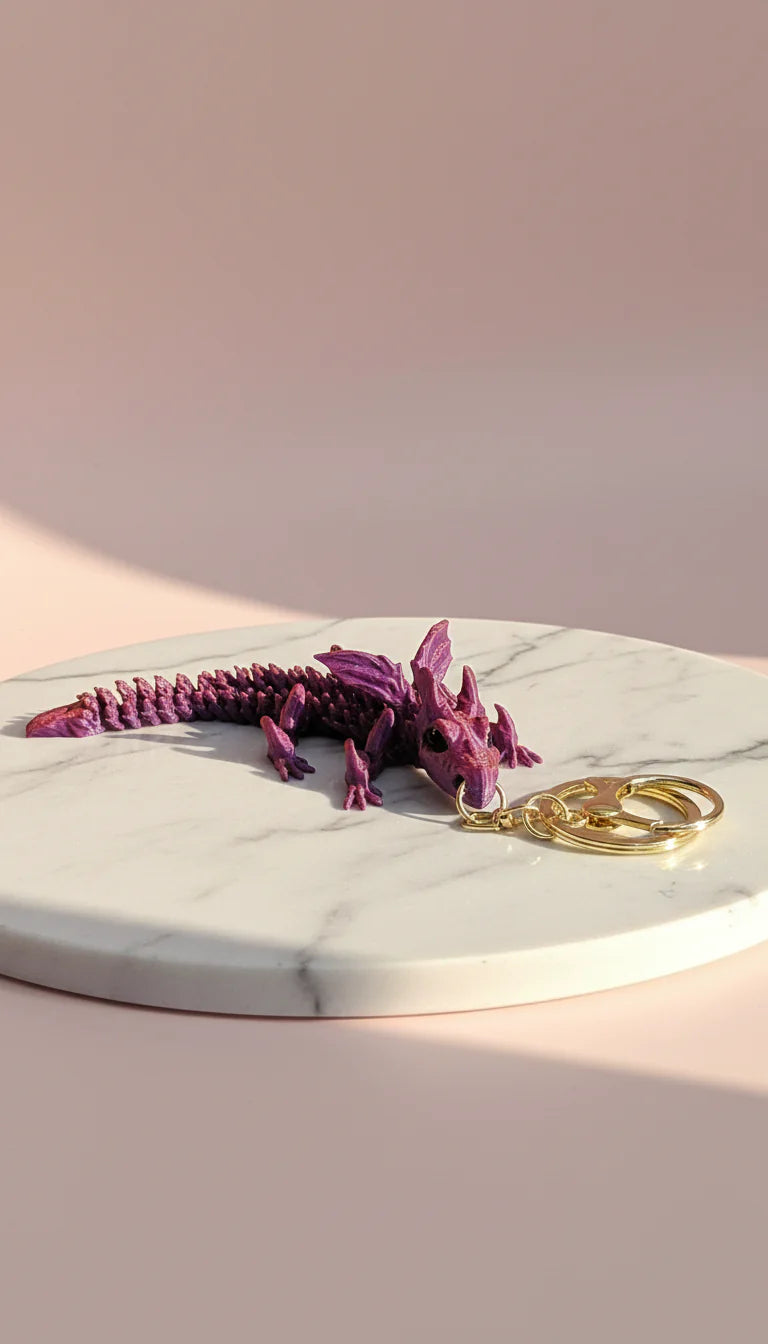 3D Printed Articulated Fantasy Dragon : Bioplastic Fidget Toy Key Ring