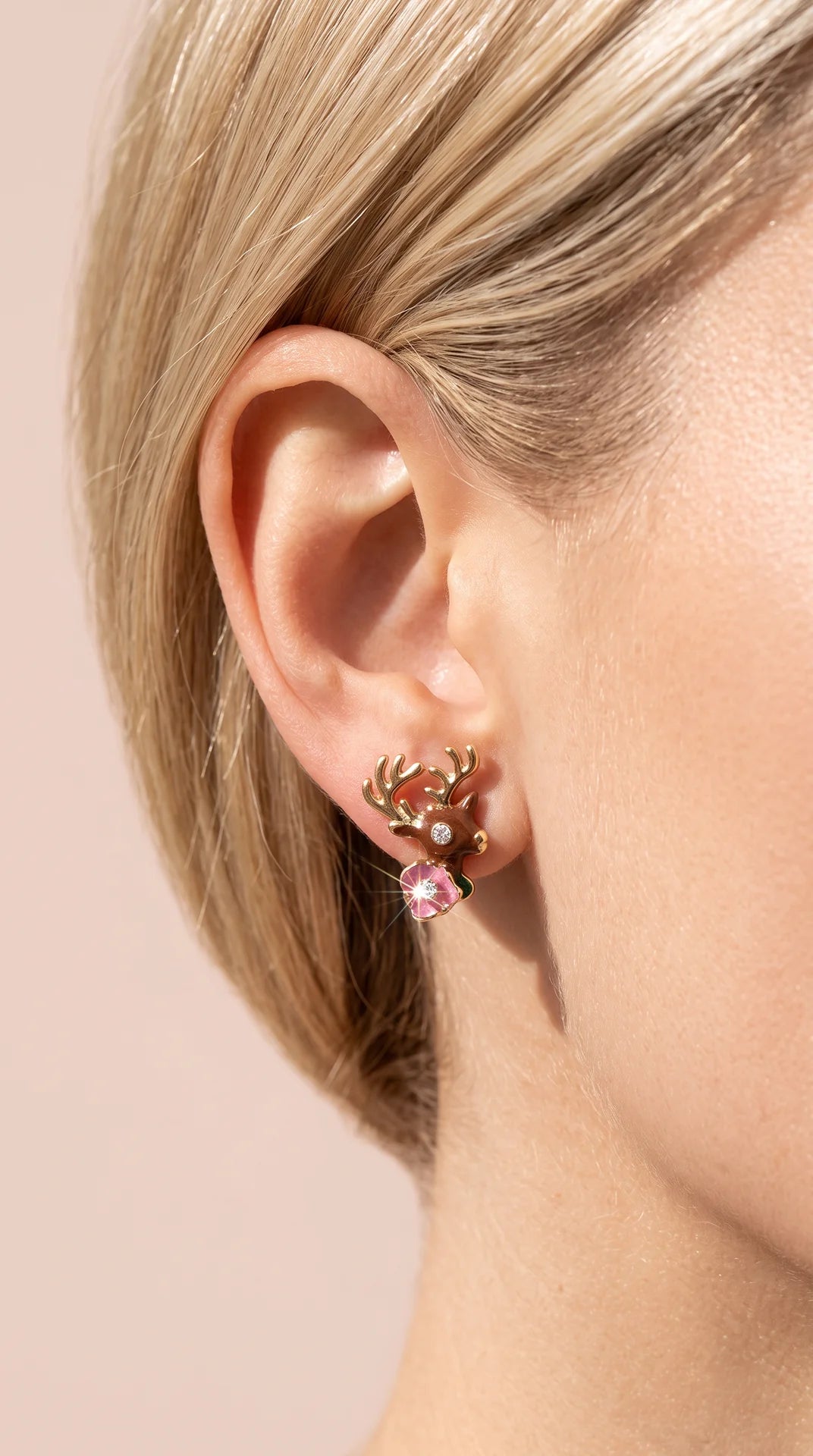 Reindeer Crystal Festive Stud Earrings