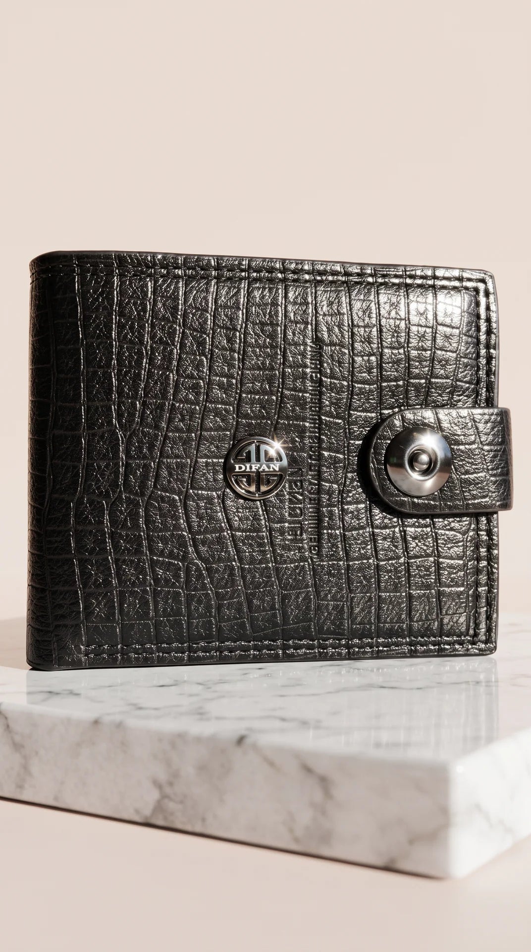 Men's Croc-Embossed Leather Snap Bifold Wallet