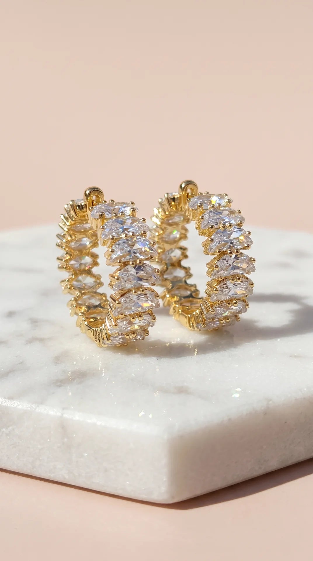 Baguette Cut Crystal Huggie Earrings