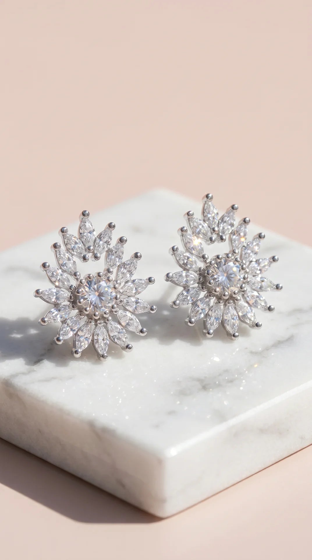 Sun Burst Statement Gold Plated Crystal Stud Earrings