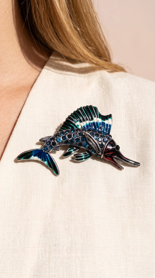 Crystal Fish Brooch