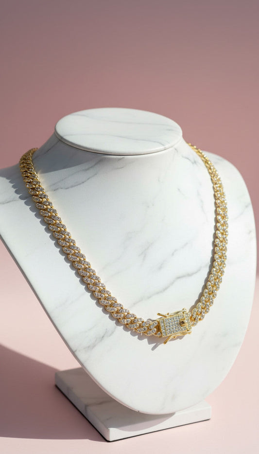 Stainless Steel Gold Plated Cuban Link Chain Necklace