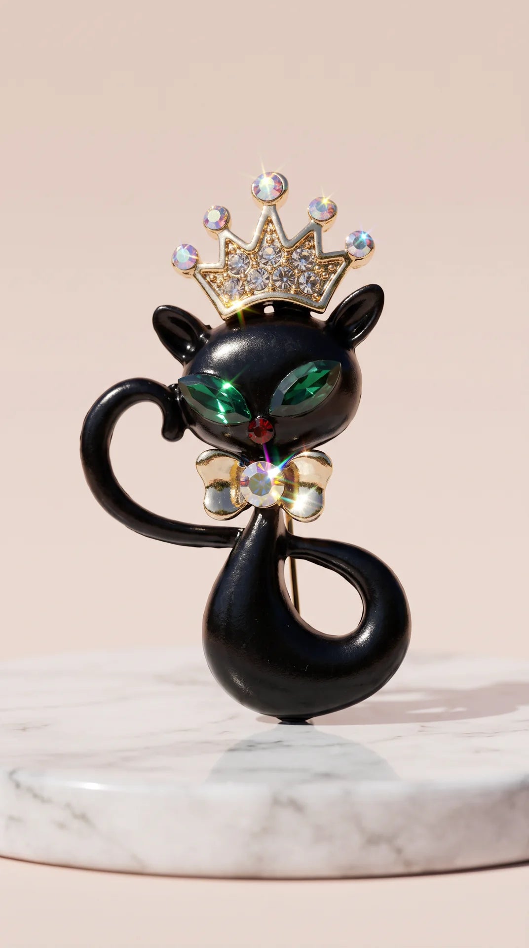 Black Cat Crystal Statement Brooch Pin