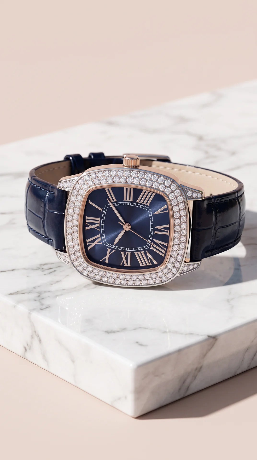 Crystal Bezel Rectangular Roman Numeral Watch