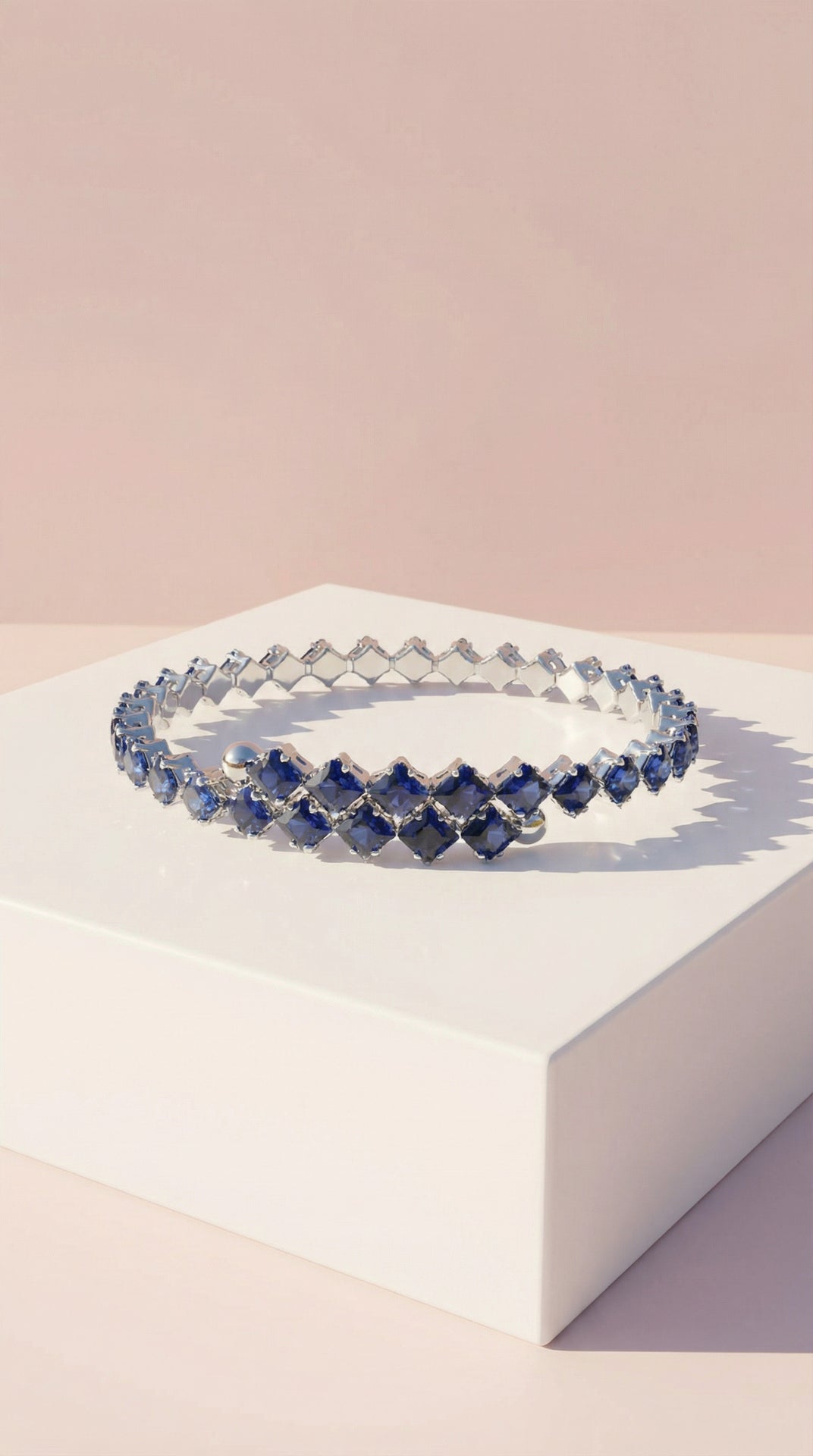 Stretchy Square Cut Crystal Snap On Cuff